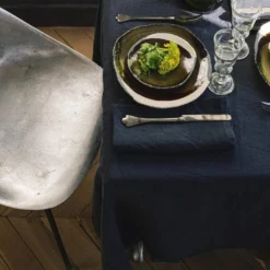 Serviette de table en lin lavé - Bleu Encre