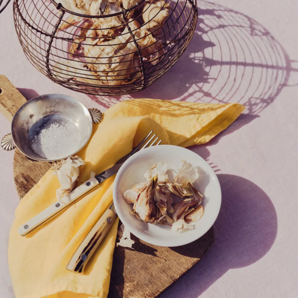 Serviette de table en lin lavé - Jaune Citronnade