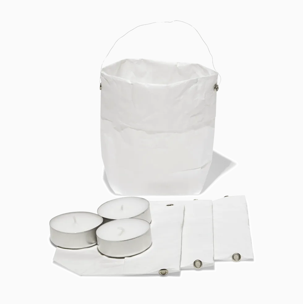Set de 4 lanternes en papier - Blanc et argenté