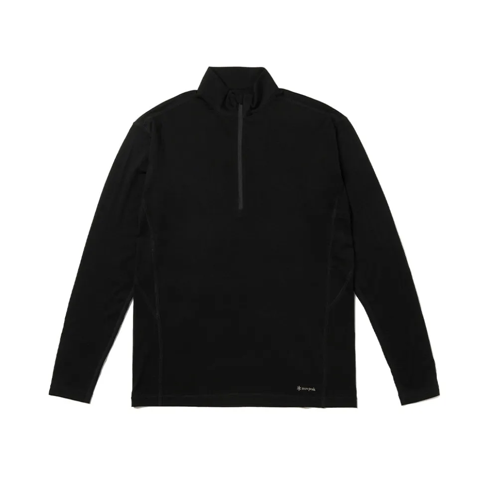 Snow Peak - Pull Demi-zip Laine - Noir