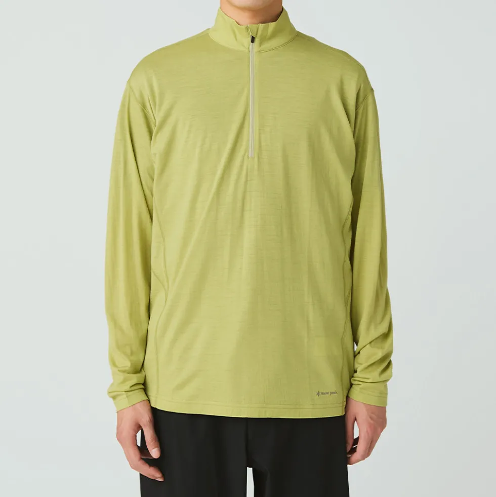 Snow Peak - Pull Demi-zip Laine - Vert Clair