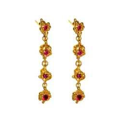 Sofia Rocha - Boucles d'oreilles Petra Extra Longues - Or & Fuschia