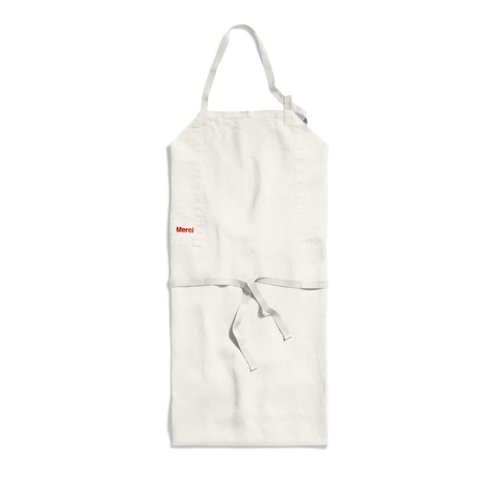 Tablier en lin lavé - Blanc Coquillage
