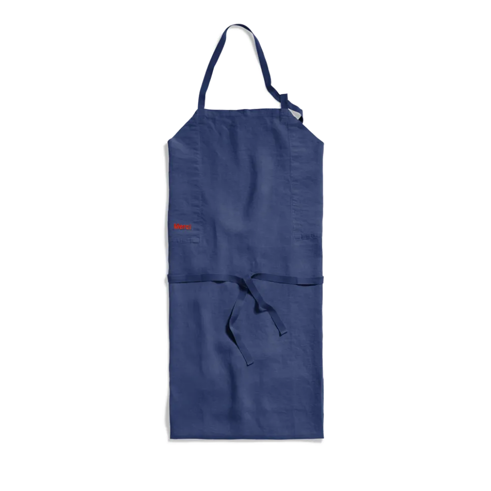 Tablier en lin lavé - Bleu Pacifique
