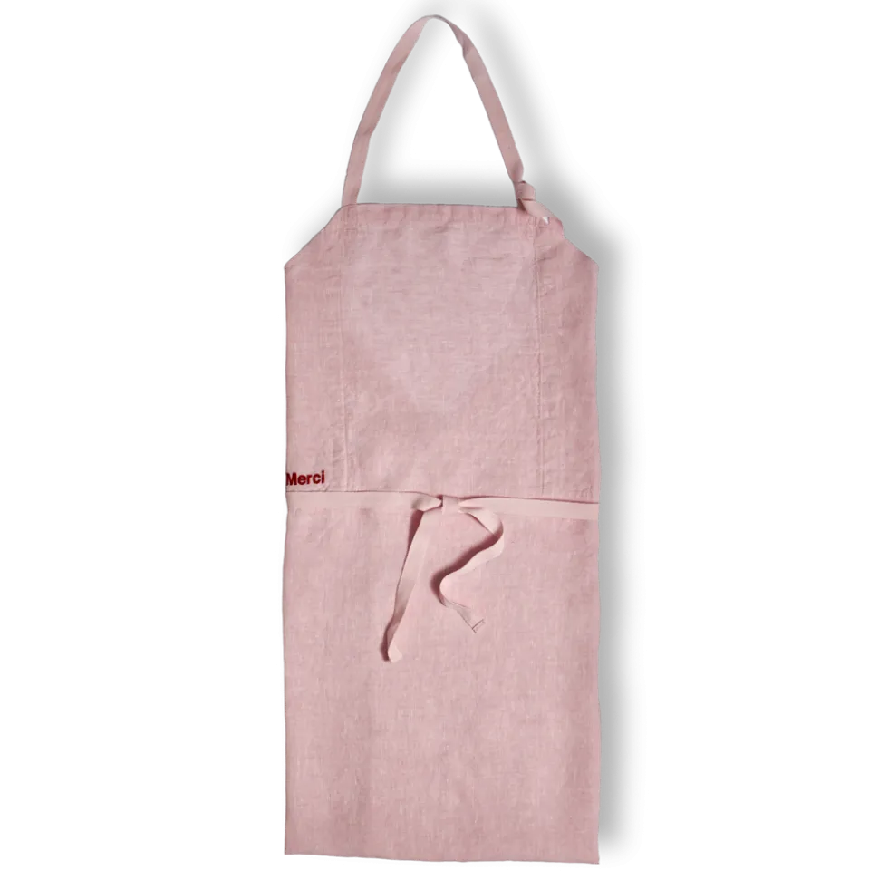 Tablier en lin lavé - Rose Granité