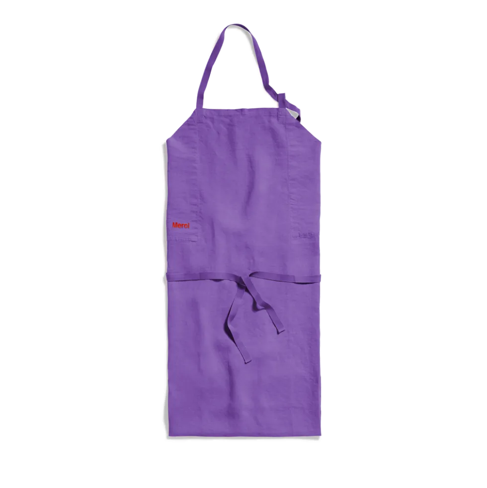 Tablier en lin lavé - Violet Orage