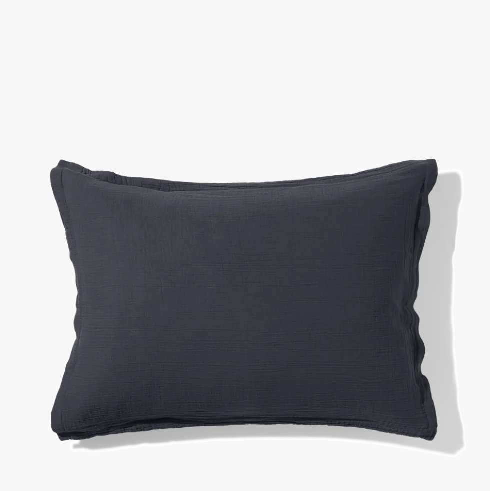 Taie d'oreiller en gaze de coton - Gris Fusain
