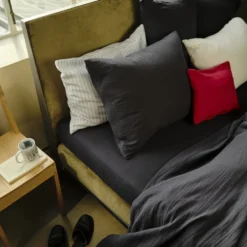 Taie d'oreiller en gaze de coton - Gris Fusain