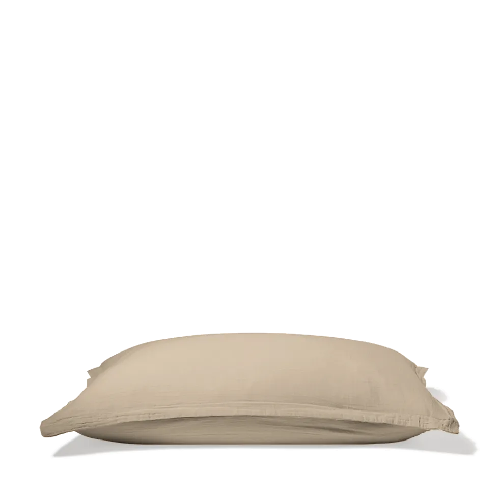 Taie d'oreiller en gaze de coton - Beige Quai de Seine
