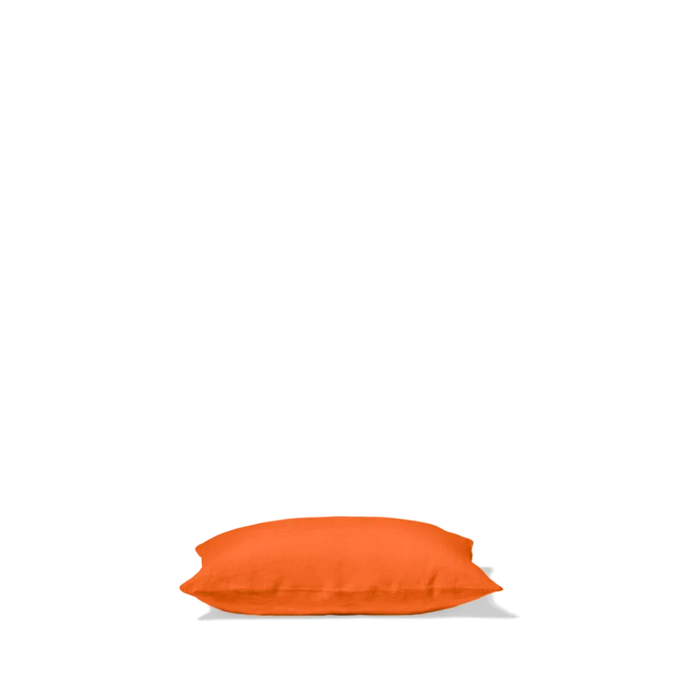 Taie d'oreiller en lin lavé - Orange Zeste