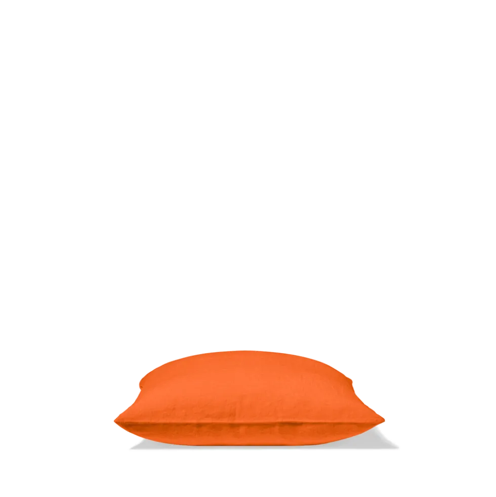Taie d'oreiller en lin lavé - Orange Zeste