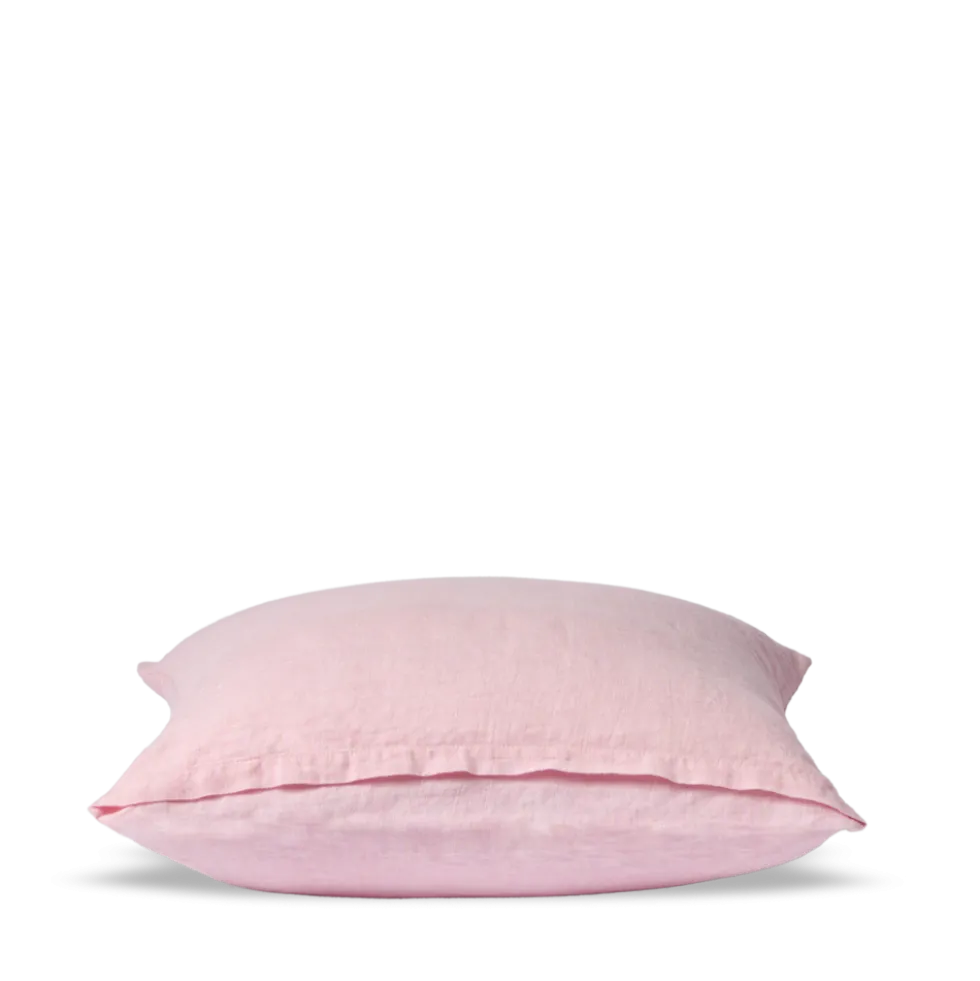 Taie d'oreiller en lin lavé - Rose Granité