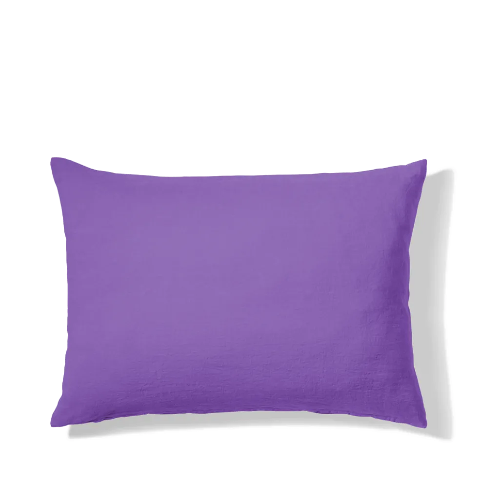 Taie d'oreiller en lin lavé - Violet Orage