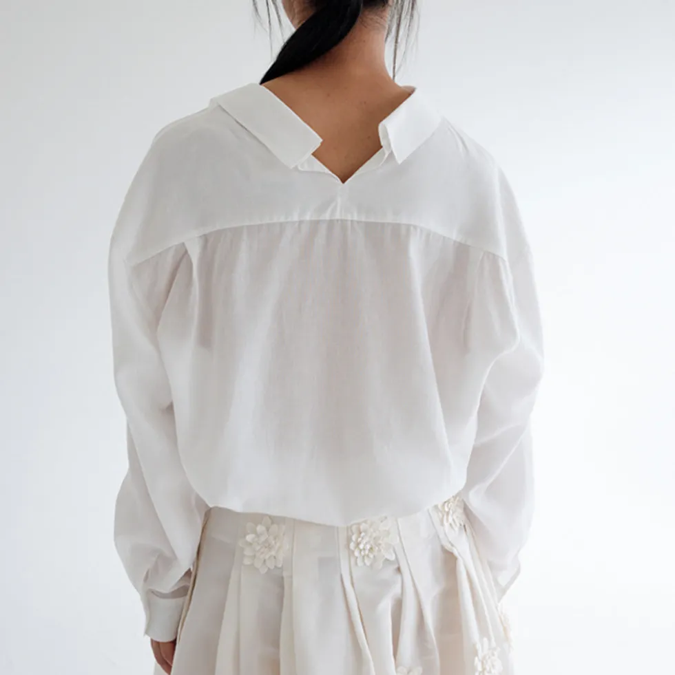The Loom - Chemise Sheer Splitneck - Beige Clair