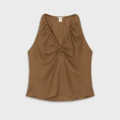 The Loom - Top Ruche Halter - Marron