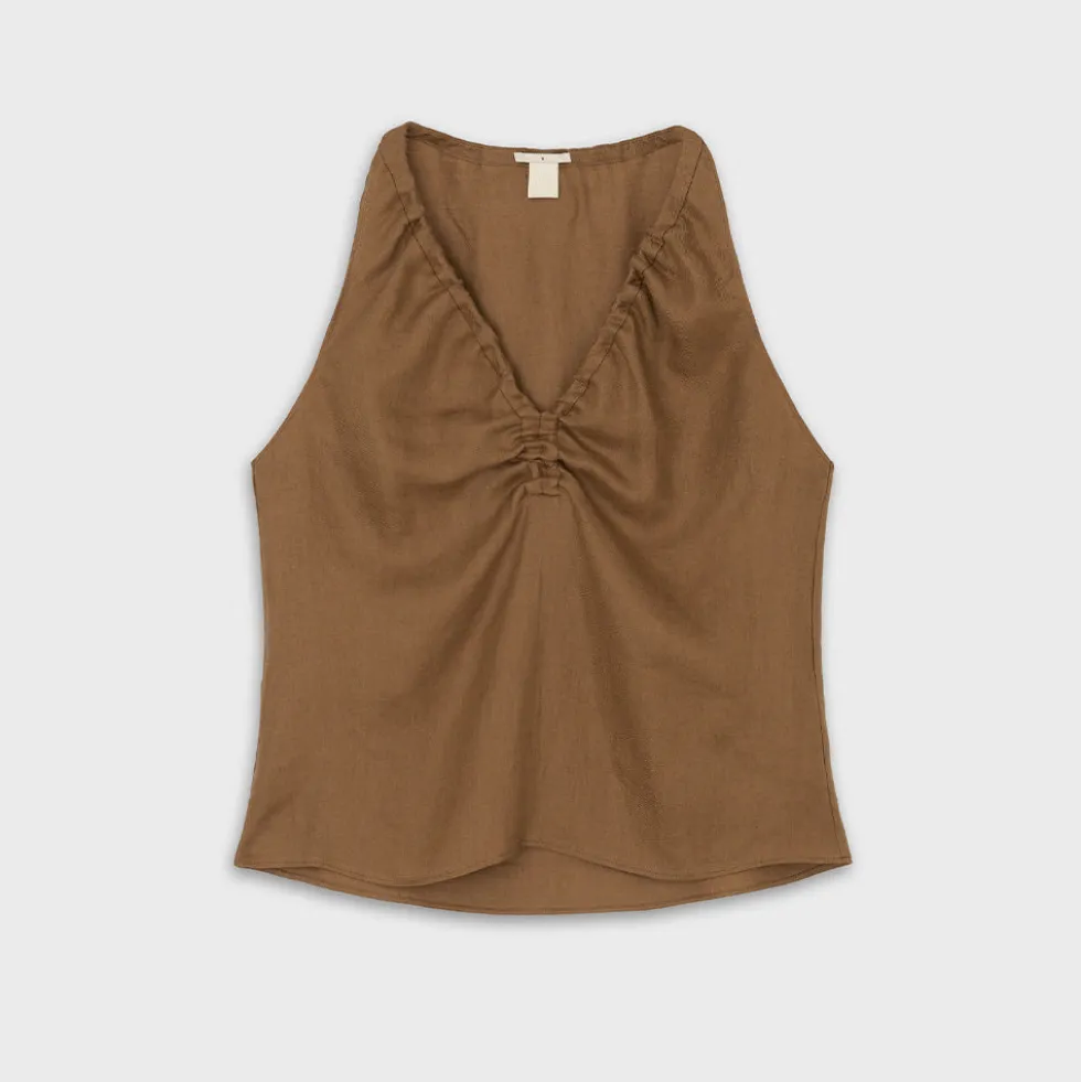 The Loom - Top Ruche Halter - Marron