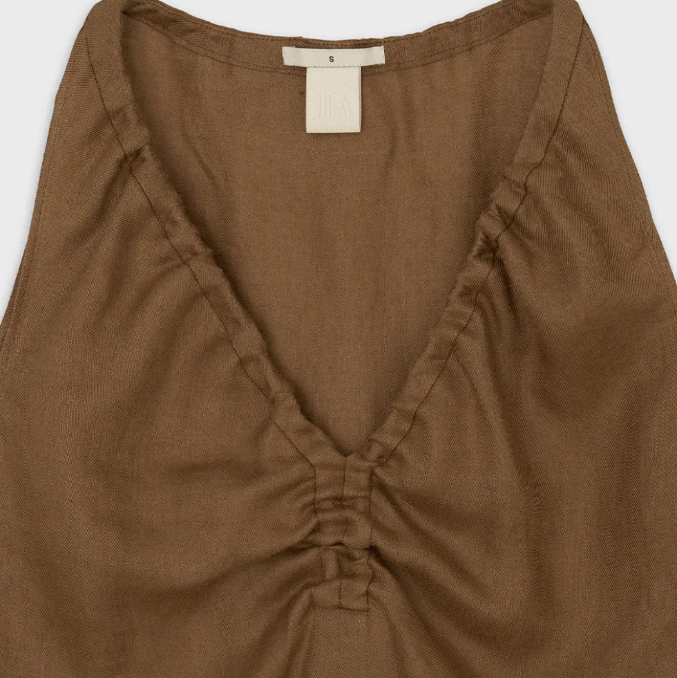The Loom - Top Ruche Halter - Marron