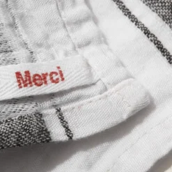 Torchon en lin lavé - Merci Noir