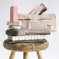 Trousse de toilette en lin lavé - Pierre