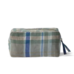 Trousse en lin lavé - Carreaux Bibliothèque
