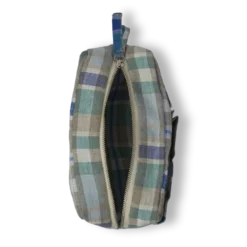 Trousse en lin lavé - Carreaux Bibliothèque
