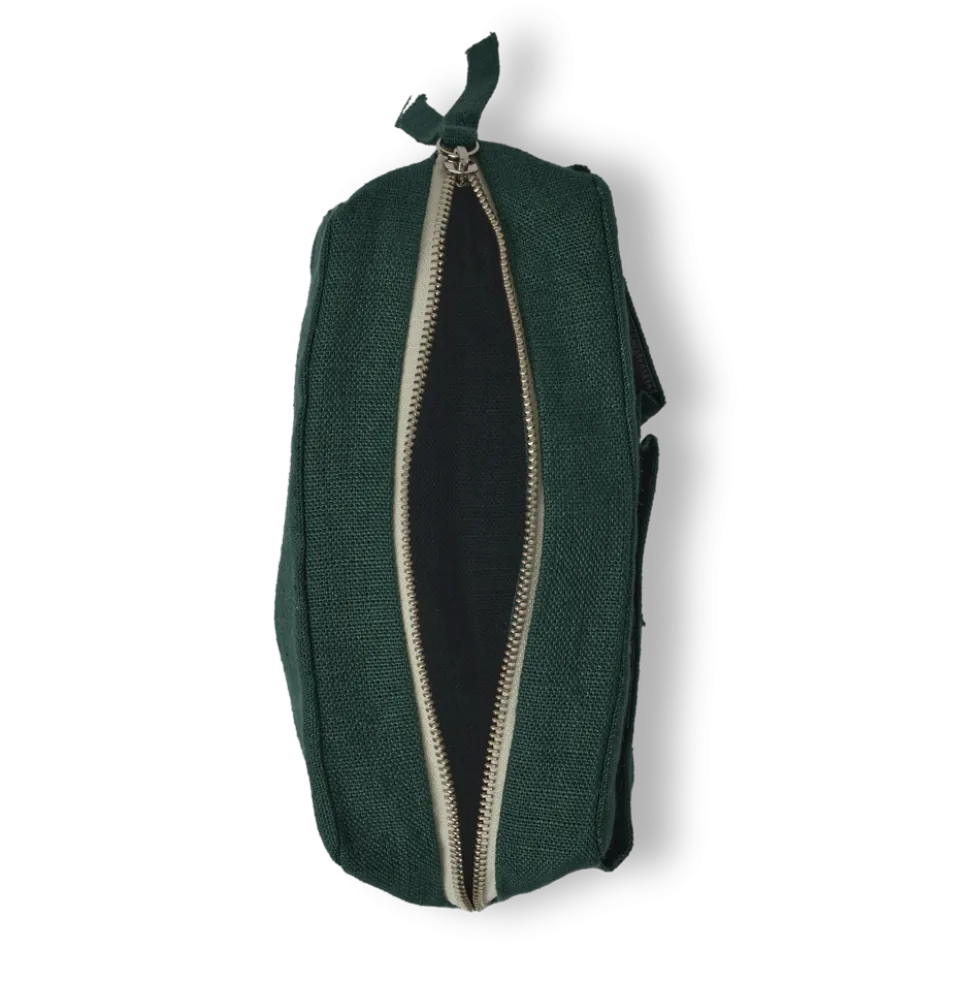 Trousse en lin lavé - Vert Séquoia