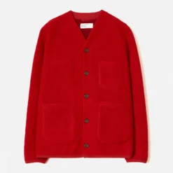Universal Works - Cardigan Laine - Rouge Scarlet