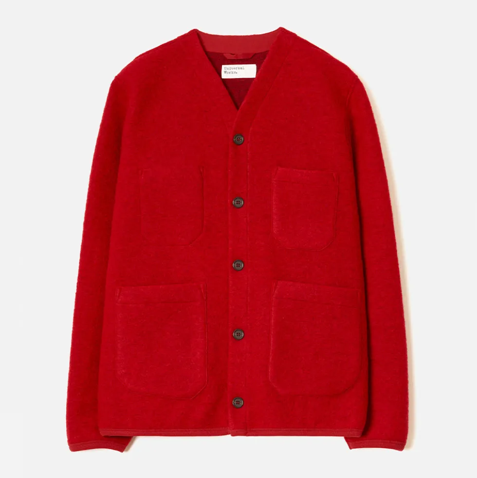 Universal Works - Cardigan Laine - Rouge Scarlet