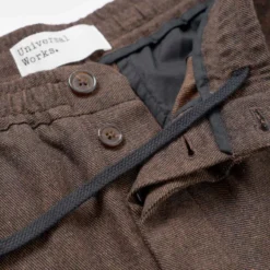 Universal Works - Pantalon Pleated Track Tweed - Marron