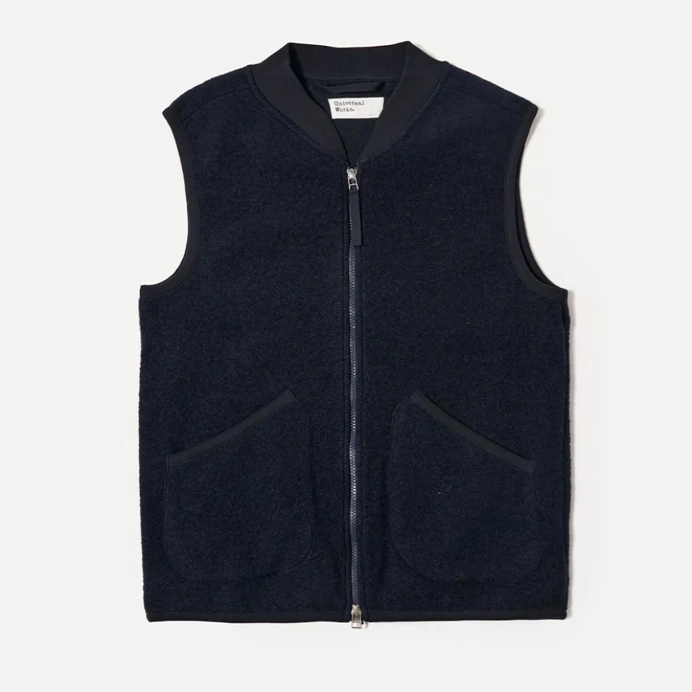 Universal Works - Veste Laine Zip - Marine