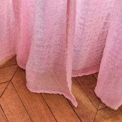 Voile natté en lin lavé - Rose Granité