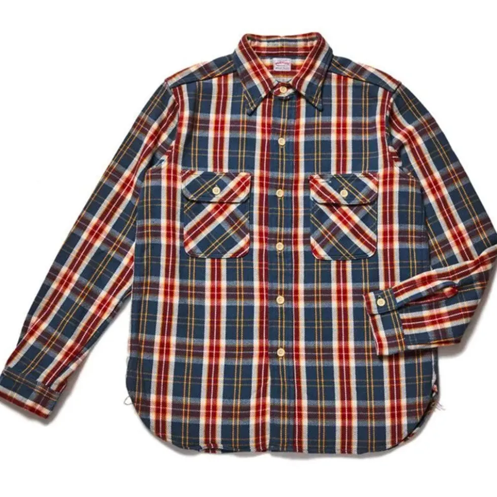 Warehouse & Co - Chemise Flannel 3104 - Marine & Marron