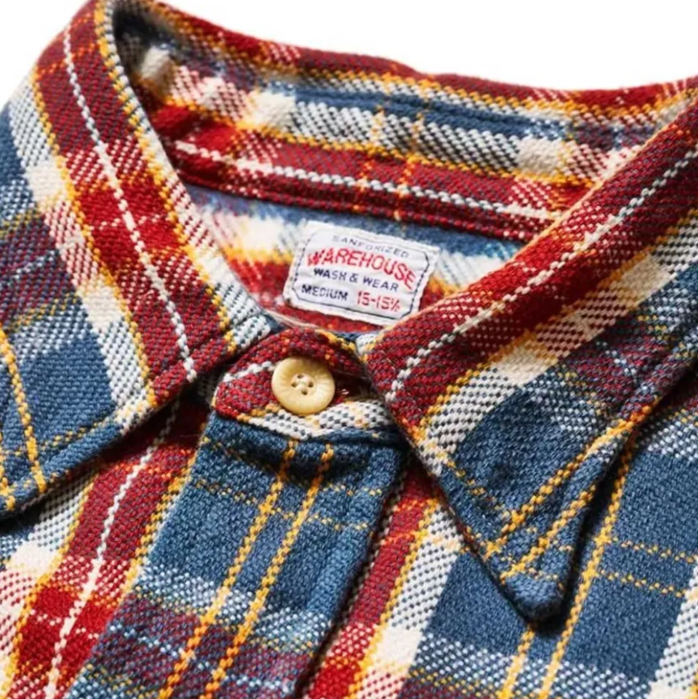 Warehouse & Co - Chemise Flannel 3104 - Marine & Marron