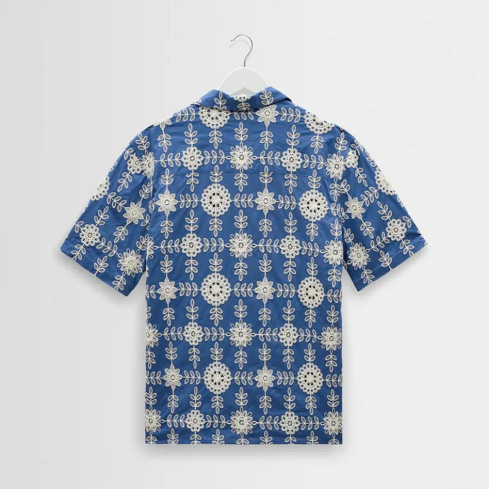 Wax London - Chemise Didcot SS - Bleu Ecru