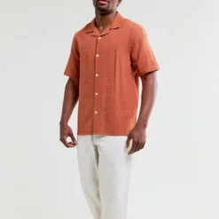Wax London - Chemise Didcot SS - Rust
